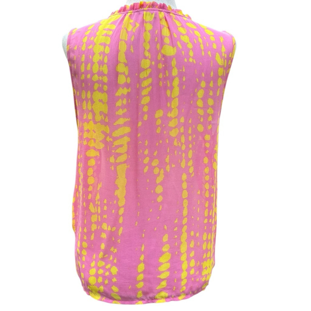 Vibrant Esqualo Boho Embroidered Tassel Top Shirt Yellow Sleeveless Festival 4 - Picture 7 of 10